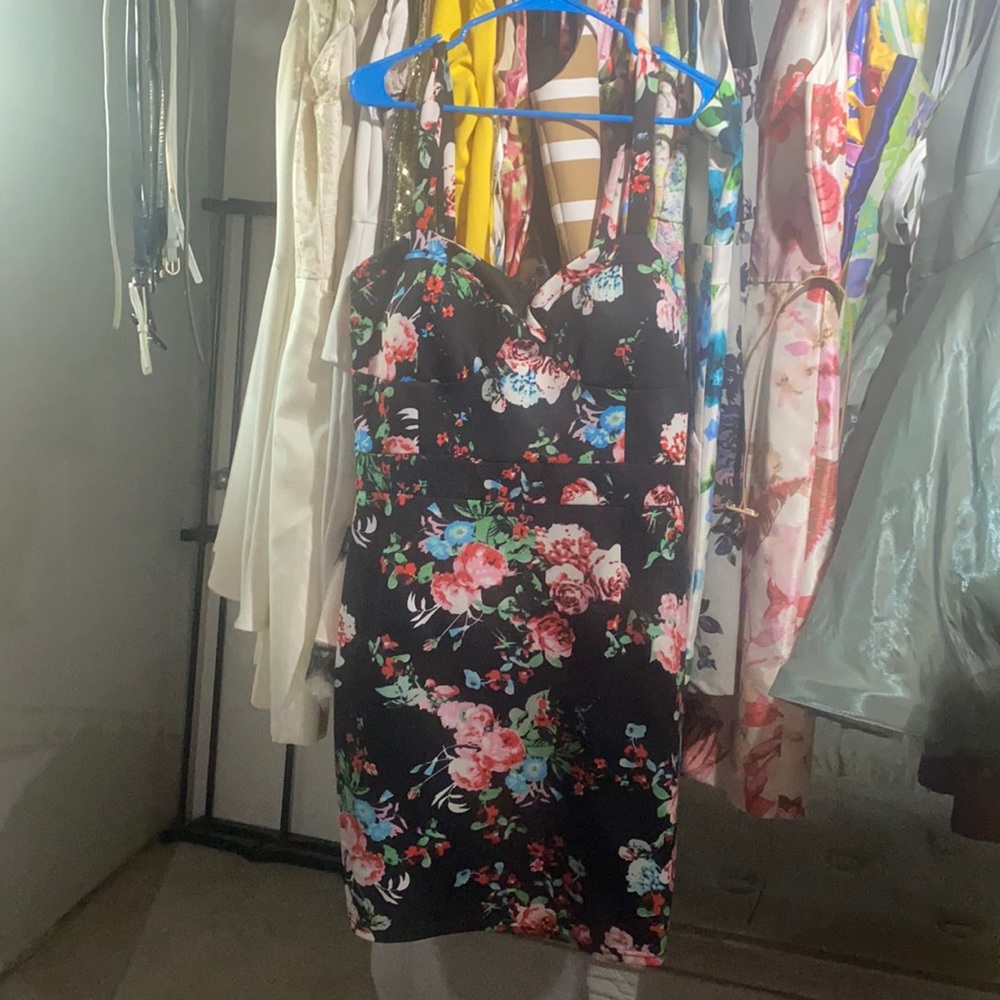 Black floral sun dress